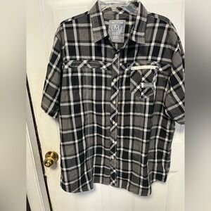 Most Official Seven Men’sPlaid Black and Gray Shirt